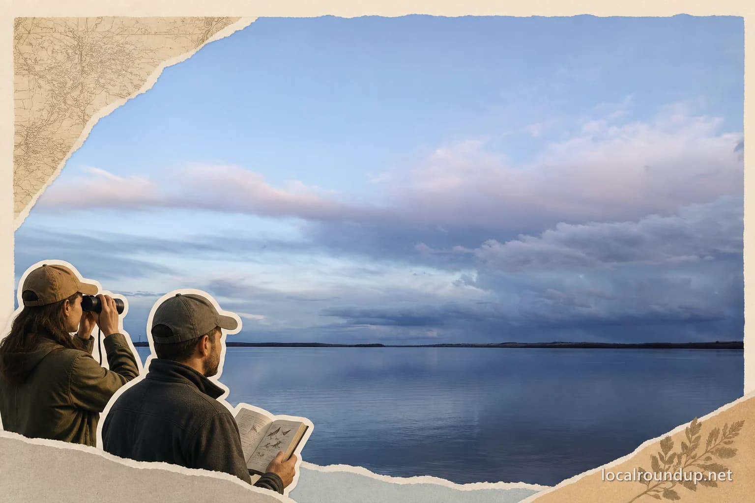 Visitors checking a map beside Lake Lowell at Deer Flat National Wildlife Refuge